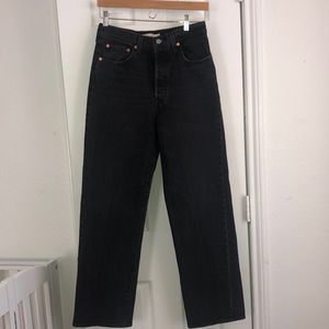 Levis Ribcage straight jeans color feelin cagey black size 28x29